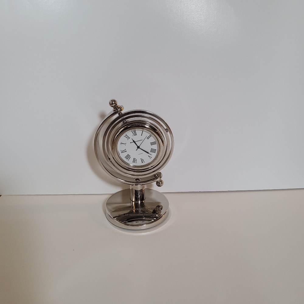 Silverplate Desk Clock - BENCHMARK Silver Celestial - Japanese Movement